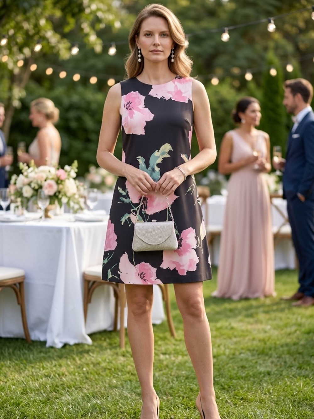Anne Klein Black Floral Dress sz 4